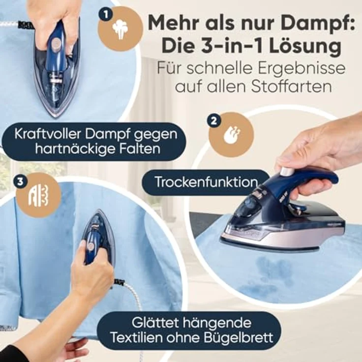 ProfiCare Dampfbügeleisen PC-DB 3125, Mini Reisebügeleisen mit 800W, Dampfstoß, vertikaldampf und klappbarem Griff – Bild 5