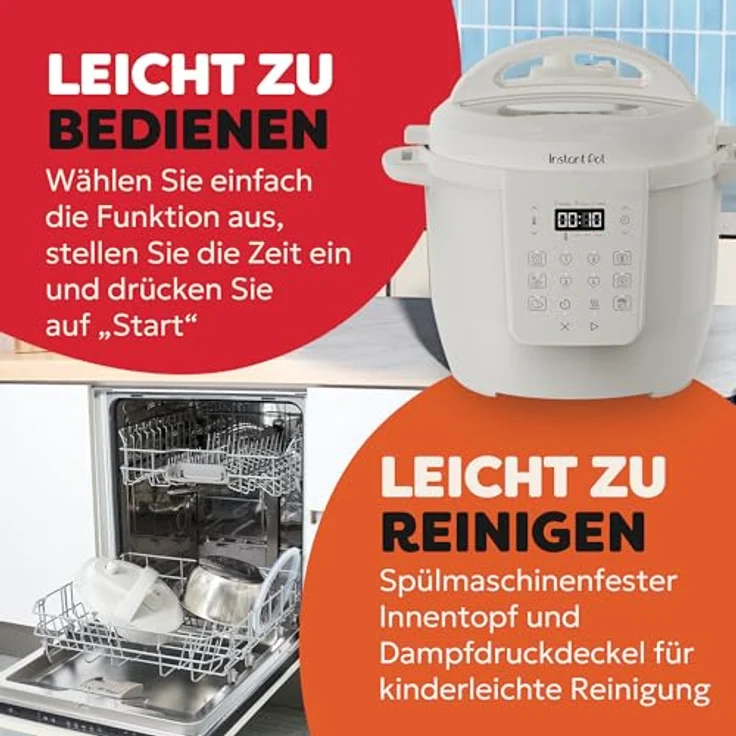 Instant Pot 7-in-1 Multikocher 5,7L – Schnellkochtopf, Schongarer, Dampfgarer, Joghurtbereiter, Edelstahl, Farbe Weiß – Bild 7
