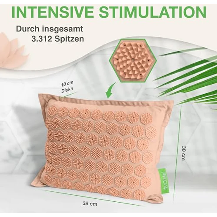 BACKLAxx® Akupressurmatte mit Kissen, nachhaltige Halbleinenüberzüge, 6.960 Akupressurspitzen, gefüllt mit 100% Kokosfasern und Naturlatex, antibakteriell und schmutzabweisend – Bild 3
