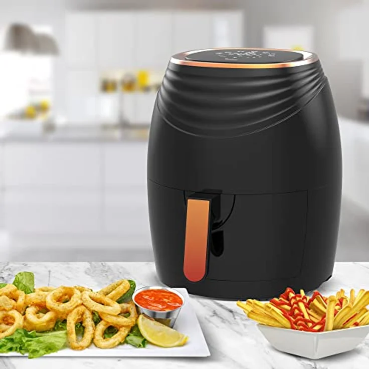 TurboTronic by Z-Line Heißluftfritteuse 3,5 Liter, 7 Programme, Fritteuse Fettfrei ohne Öl, Power 1200 W, Camping Retro digital Airfryer AF11D, blau – Bild 5