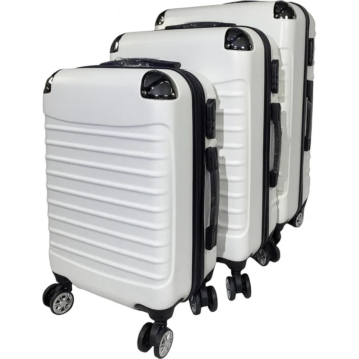 HTI-Living Koffer 3-teiliges Hartschalen-Kofferset Wave, stilvoll und robust, Weiss