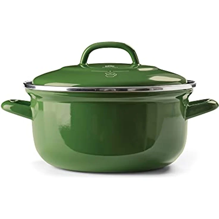 BK Indigo Holländisches Erbe Runde Deutsche Emaillierte Kasserolle mit Deckel mit PFAS-Freier Keramischer Antihaftbeschichtung, 24 cm/4,2 Liter, Induktion, Spülmaschinenfest, Backofenfest, Grün – Bild 1