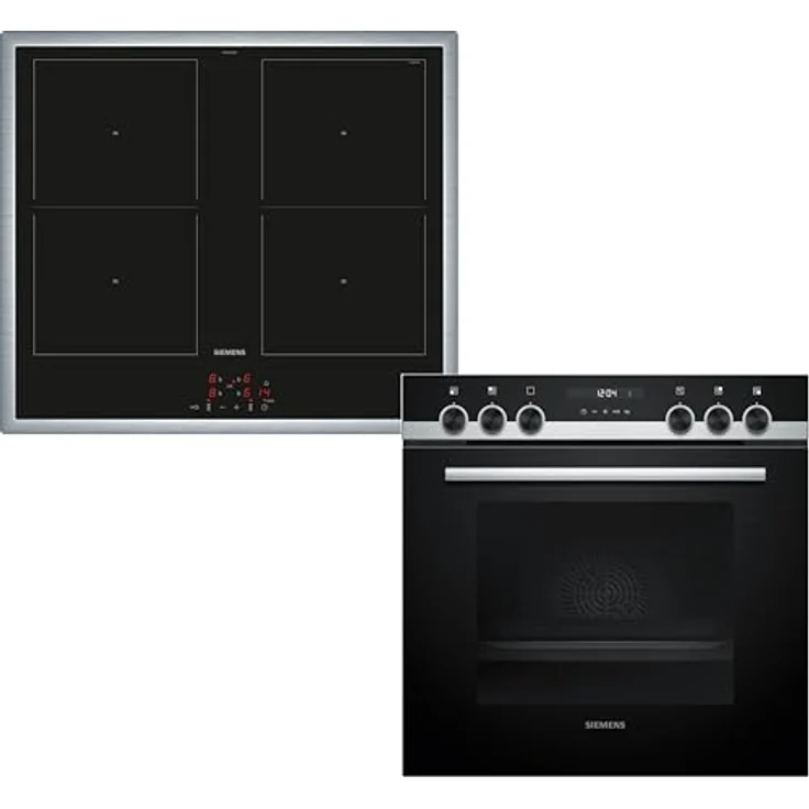 Siemens EQ522DB1ZM, iQ500 Einbau-Herd-Set, HE517BBS4 Herd mit Hydrolyse Selbstreinigung, EA64RGNA1E Induktionskochfeld mit erweiterbarer Kombizone und Touchdisplay, 60 x 60 cm – Bild 1