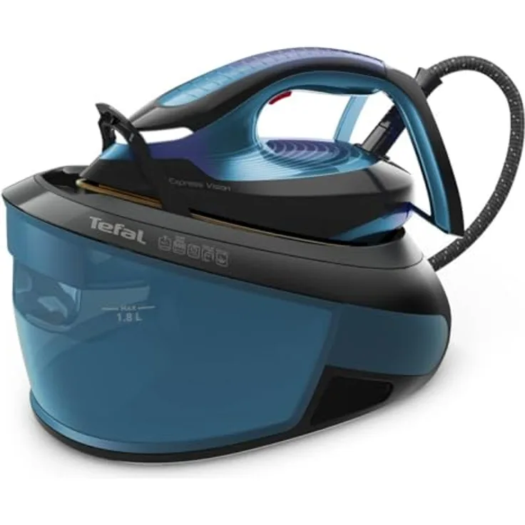 Tefal Express Vision SV8151 2800 W 1,8 L Durilium AirGlide Autoclean Soleplate Dampfbügelstation, Blau, Schwarz, SV8151E0