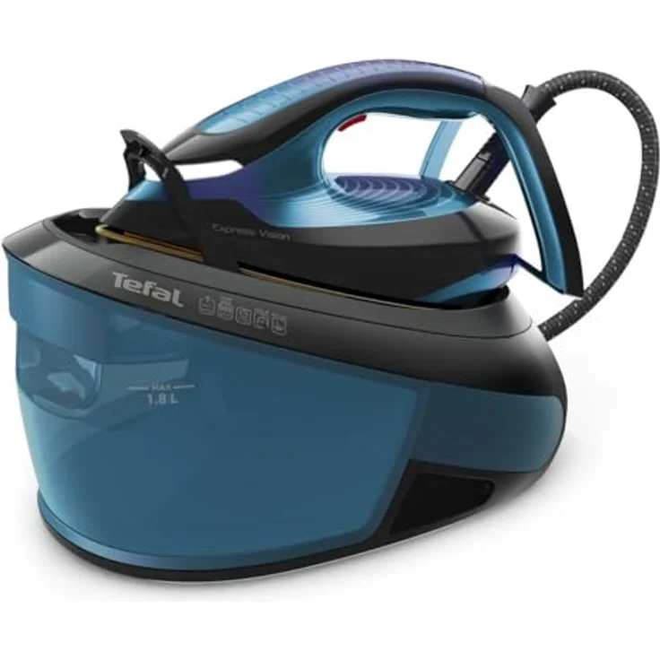 Tefal Express Vision SV8151 2800 W 1,8 L Durilium AirGlide Autoclean Soleplate Dampfbügelstation, Blau, Schwarz, SV8151E0 – Bild 1