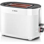 Bosch Kompakt Toaster MyMoment TAT2M121, integrierter Brötchenaufsatz, mit Auftaufunktion, mit Abschaltautomatik, Liftfunktion, Brotzentrierung, perfekt für 2 Scheiben, 800 Watt, Weiß matt