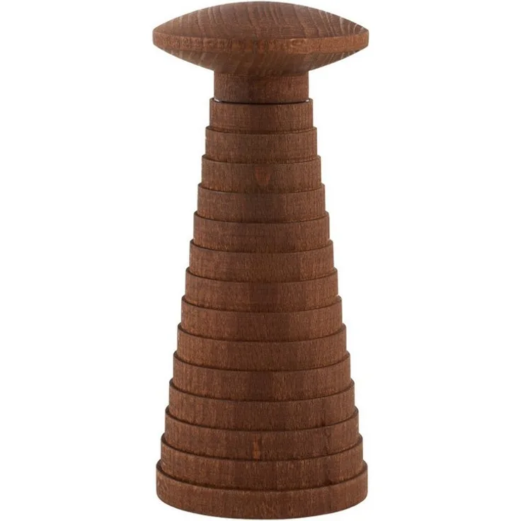 Alessi YUCATAN, manuelle Salz-/Pfeffermühle aus braunem Buchenholz mit universalem Keramikmahlwerk, 17.5 cm hoch