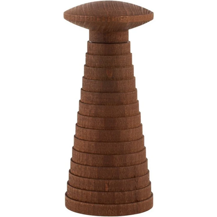 Alessi YUCATAN, manuelle Salz-/Pfeffermühle aus braunem Buchenholz mit universalem Keramikmahlwerk, 17.5 cm hoch