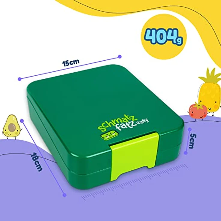 schmatzfatz easy Snackbox 4 Fächer 18 x 15 x 5 cm (BxHxT) Grün – Bild 9