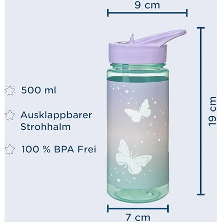 UNDERCOVER Scooli Trinkflasche, 500 ml, Butterfly Design – Bild 2