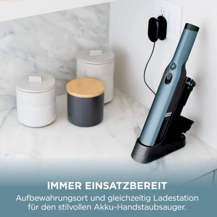 Shark WandVac WV201EUBL, Akku Handstaubsauger mit Ladestation, Tierhaar-Aufsatz und Staub-Fuge, Blau in Blaugrau – Bild 2