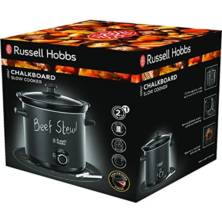 Russell Hobbs Slow Cooker, Schongarer Chalkboard, Keramik-Gartopf, matte Tafel-Oberfläche, 3 Temperatureinstellungen, 3.5l, 200 Watt, Slowcooker 24180-56 – Bild 2