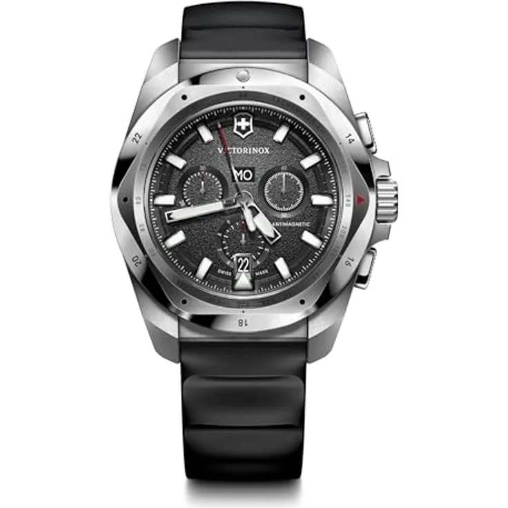 Victorinox Herren-Uhr I.N.O.X. Chrono, Herren-Armbanduhr, analog, Quarz, Wasserdicht bis 200 m, Gehäuse-Ø 43 mm, Armband 21 mm, 140 g, Schwarz