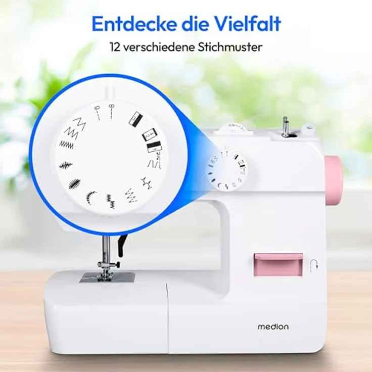Medion® Freiarm-Nähmaschine MD 11179, 12 Stichmuster, 4 Schritte Knopfloch, LED Nählicht, Integrierter Fadenschneider, Weiß – Bild 3