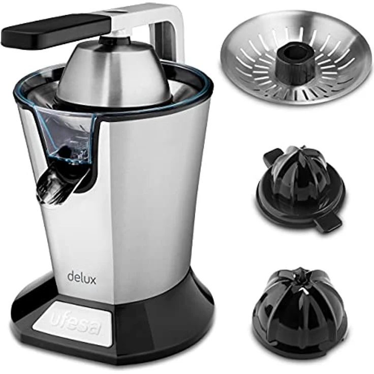 Ufesa EX4950 ? Zitruspresse elektrisch, Saftpresse mit Hebelarm, 600 W, Anti-Splash,Edelstahlfilter, Edelstahl – Bild 2