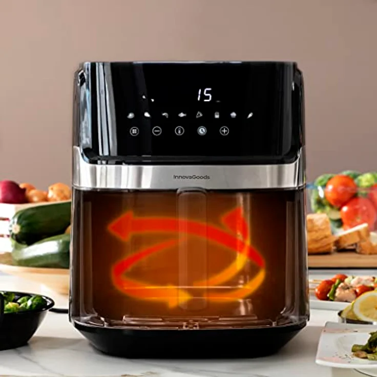 InnovaGoods® Heißluftfritteuse 5,5L, airfryer 1700W, 100 Rezepten auf DE, heissluftfriteuse mit 8 Programmen, Berührungsbildschirm, zeitschaltuhr und 360° Luftstrom, air fryer ideal für 4-6 Personen – Bild 4