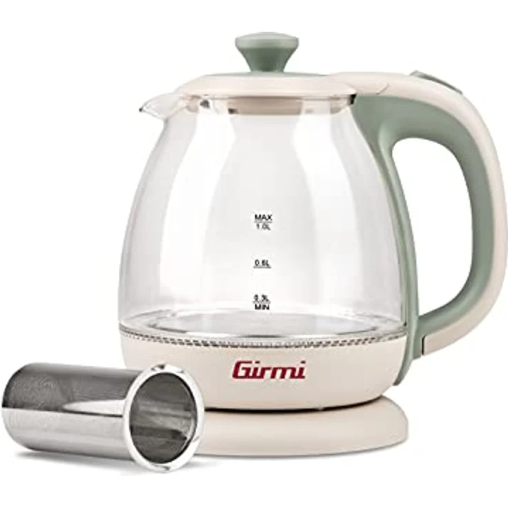 Girmi Wasserkocher + Teekanne BL41 aus Glas, 1100 W, schnurlos, 1 Liter, Wassergrün, BL4105, Teal – Bild 4