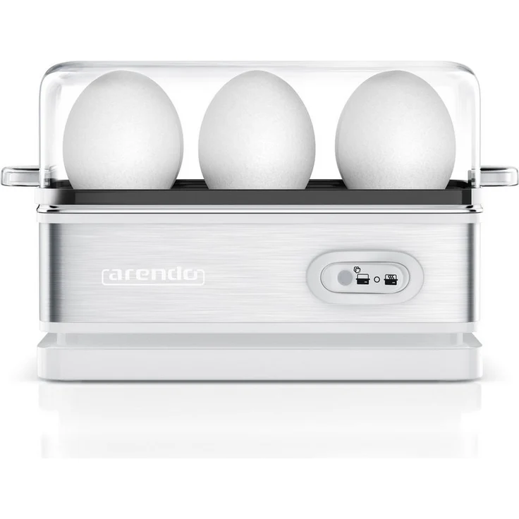 Arendo Sixcook Edelstahl Eierkocher, 6-fach, individuell wählbarer Härtegrad, mit Warmhaltefunktion, 400 W, akustischer Signalton, für bis zu 6 Eier