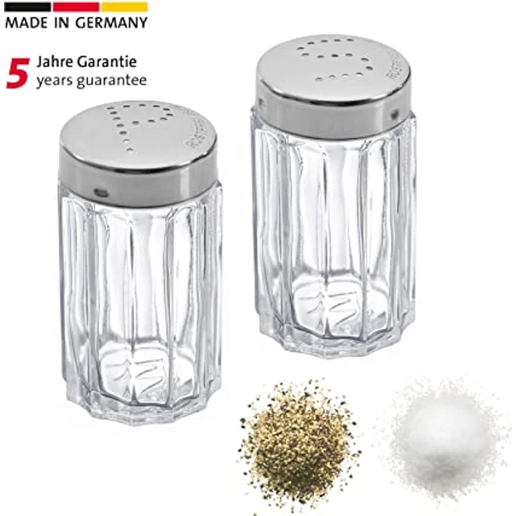 Westmark Salz- und Pfefferstreuer-Set, Inhalt: je 1x Salz- und Pfefferstreuer, Fassungsvermögen: je 50 ml, Glas/Rostfreier Edelstahl, Traditionell, Transparent/Silber, 63112270 - Preisvergleich – Bild 2