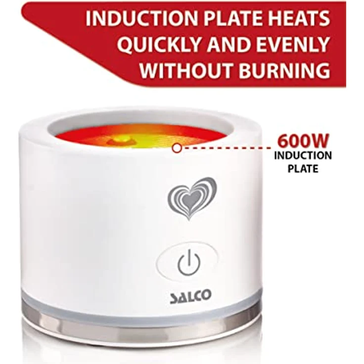 Salco Induktions- Glas-Milchaufschäumer SMI-600, für kalt und warm, weiß, perfekter Milchschaum – Bild 3