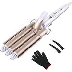 3 Fässer welleneisen, TOP4EVER lockenstab mit 3 stäben mit einstellbarer Temperatur, Welleisen Schnelle Heizung Große Welle für Lange/kurze Haare, Haar Styling Werkzeug 22mm …