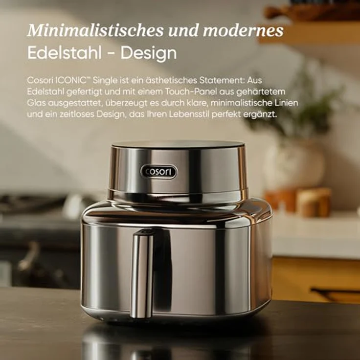 COSORI ICONIC™ Heißluftfritteuse 6,2 L aus Edelstahl, kompakt, mit Touchdisplay, voreingestellten Programmen & spülmaschinenfestem Frittierkorb – Bild 5