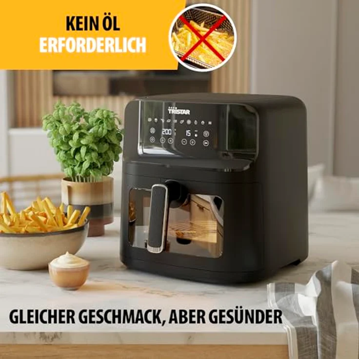 Tristar Heißluftfritteuse FR-9039, 1700 W, 7,5 l, digitales Display, Sichtfenster, fettfreies Kochen – Bild 7