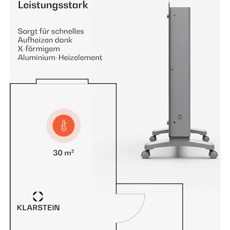 Klarstein Bansin Crystal Smart Konvektorheizung – 1500 W, Wandmontage/Freistehend, Led-Anzeige, App-Steuerung, Energieeffizient, Überhitzungs- und Frostschutz, Kindersicherung, Ideal für Wohnzimmer – Bild 3