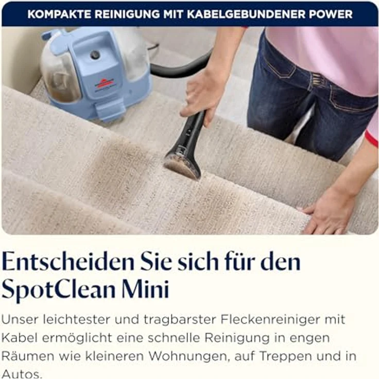 Bissell SpotClean Mini Select, Wasch-Sauger mit Dual-Tank, 327 W, beutellos, 12.5 kPa, zur Fleckenreinigung auf Teppich, Polster, Autositz – Bild 8
