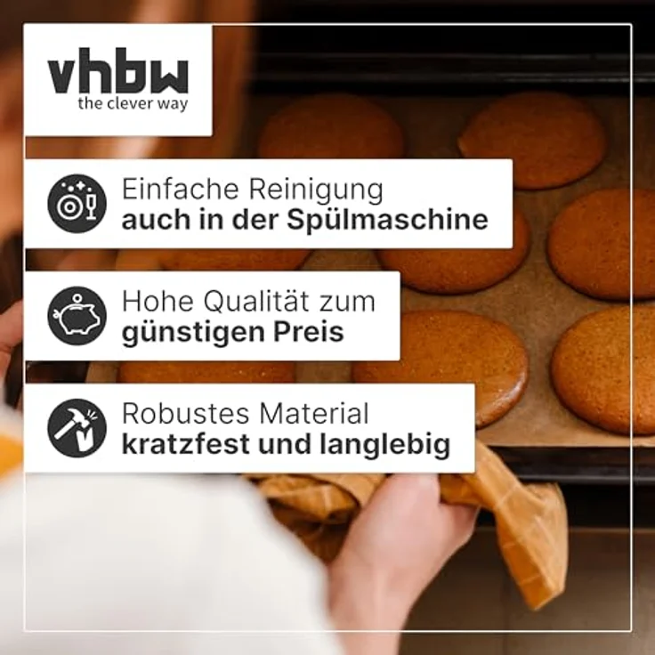 VHBW Backblech kompatibel mit Siemens HB676G0S1/28, HB676GBS1/01, HB676GBS1/05, HB676GBS1/35, HB678GBS6/05 - 45,8 x 36,5 x 4 cm, antihaftbeschichtet, emailliert, schwarz, spülmaschinenfest – Bild 5