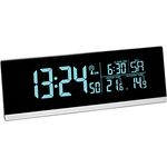 TFA Dostmann Multi-Color Digitaler Funk-Wecker mit Farbwechsel (70 Nuancen), 60.2548, Ladefunktion für Smartphones (USB), Außentemperatur, Kunststoff, schwarz