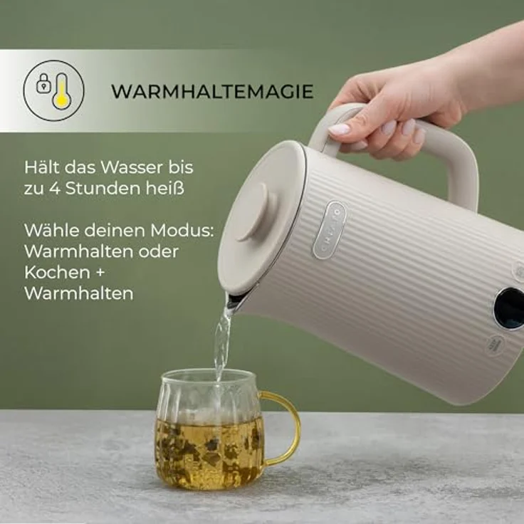 CHiATO heatPLAY Groove, Wasserkocher mit 1,7 Litern, smartem Temperaturdisplay und Warmhaltefunktion – Bild 4