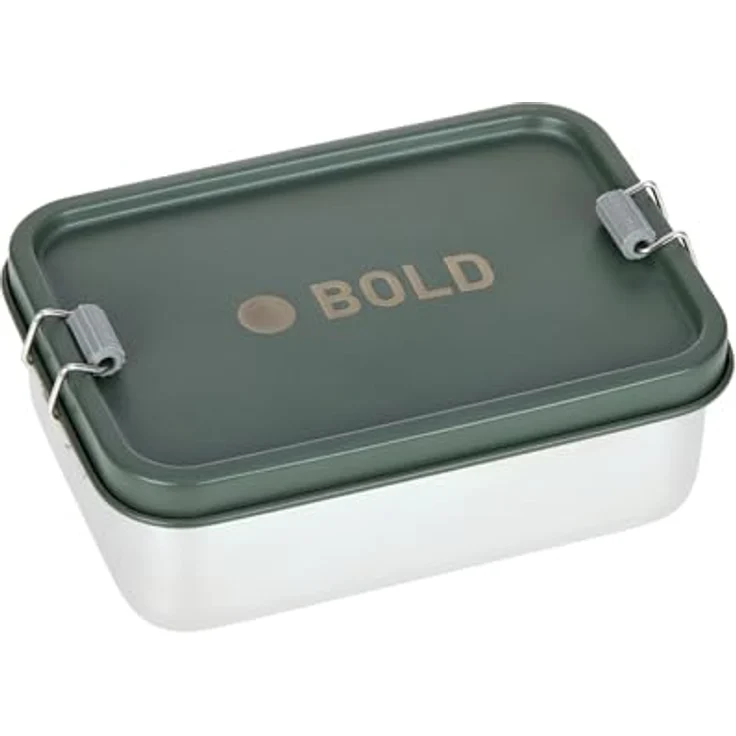 LÄSSIG Lunchbox Brotdose Edelstahl Solid Bold, geruchs- und geschmacksneutral, 290g, dark olive – Bild 1