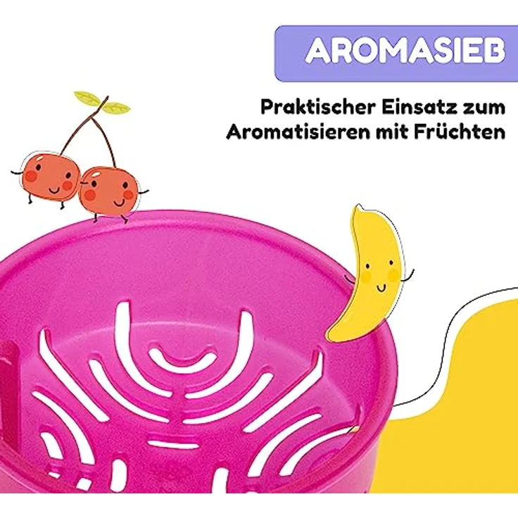 schmatzfatz Kinder Trinkflasche 800ml, Sport für Schule Kindergarten, 1-Klick Verschluss, Geschmacksneutrale Wasserflasche, Auslaufsicher mit Fruchteinsatz, BPA-Frei – Bild 5
