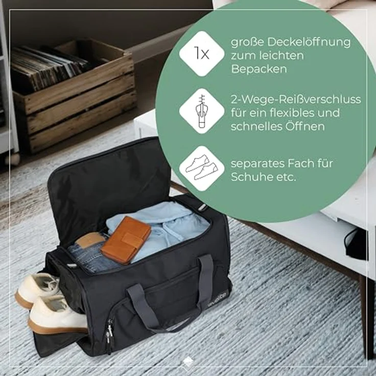 Travelite Kick Off Weekender Reisetasche M 50 cm, dunkel anthrazit, 100% Polyester, 50 x 29 x 30 cm – Bild 5
