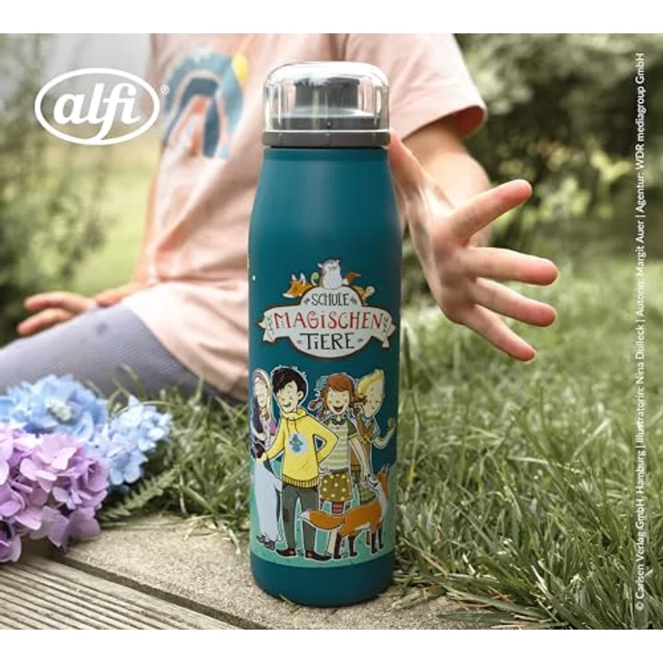 alfi KIDS ISO BOTTLE 500ml, blaue Isoliertrinkflasche aus Edelstahl, 12 Stunden heiß, 24 Stunden kalt, auslaufsicher mit Drehverschluss, für Kohlensäure geeignet, BPA-frei – Bild 2