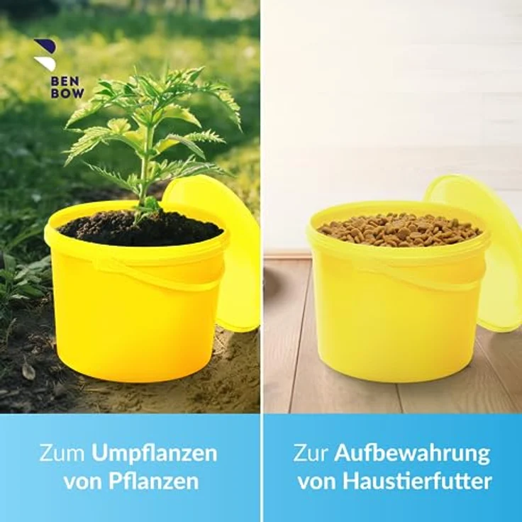 BenBow Eimer mit Deckel mit Griff 10L, Gelb BSR-, Luftdicht, Lebensmittelecht, BRC-, auslaufsicher – Bild 6