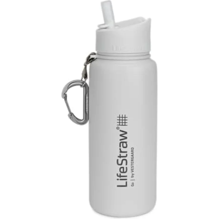 LifeStraw Go Stainless Steel Edelstahlflasche isoliert mit Filter in weiß Weiß – Bild 2