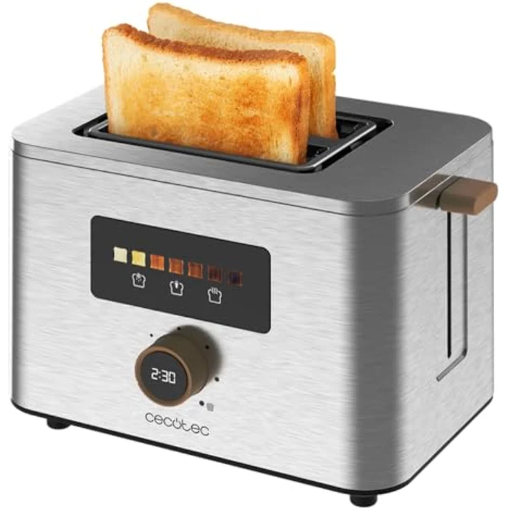 Cecotec Vertikaler Toaster Touch&Toast Double, 950 W, extra breite Schlitze 3,8 cm, Edelstahl-Finish – Bild 1