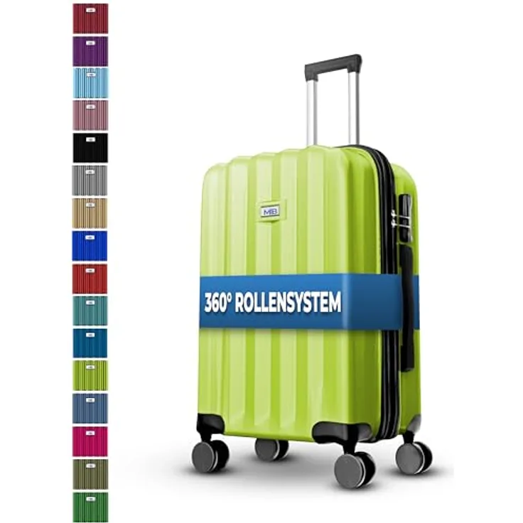 MY TRAVEL BAG Hartschalen-Koffer Trolley ABS Reisekoffer 4 Zwillingsrollen + 5cm Dehnungsfuge (Grün, Großer Koffer (75cm))