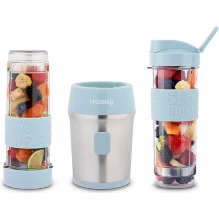 H.Koenig SMOO16 Smoothie-Maker, Standmixer, 300W, 570ml, aus gebürstetem Edelstahl, pastellblau – Bild 5
