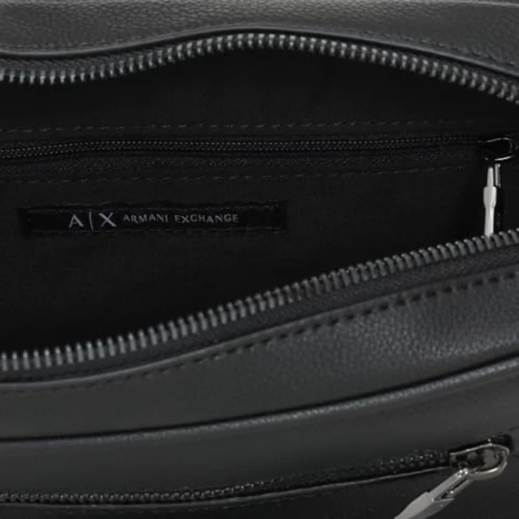 ARMANI EXCHANGE Umhängetasche Herren Kosmetiktasche Synthetisch BEAUTY CASE, Einfarbiger Kulturbeutel mit Brand Logo, schwarz – Bild 3