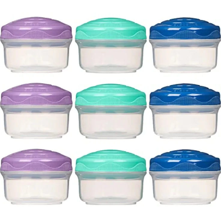 Sistema Snack Pots Mini Bites TO GO Frischhaltedosen, 130 ml, stapelbare Snack-Boxen mit Deckel, BPA-frei, 9 Stück