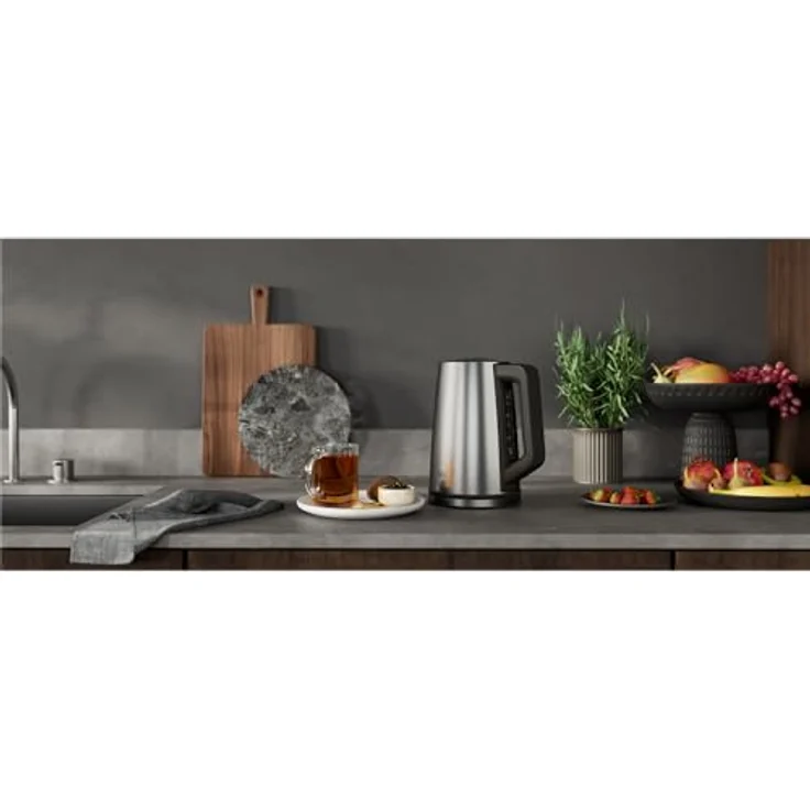 AEG K5-1-6ST Wasserkocher, 2400 Watt, 1,7 Liter, Kalkfilter entnehmbar, Wasserstandsanzeige, Warmhaltefunktion, silber – Bild 2