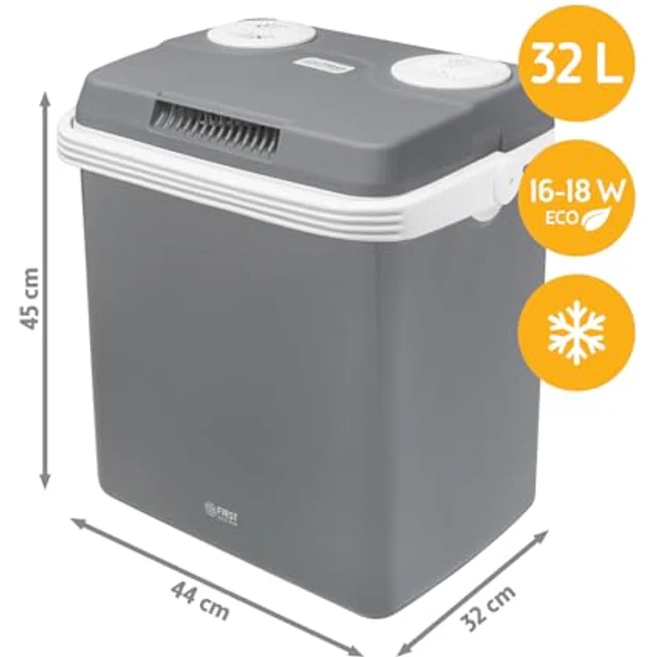 TZS First Austria Kühlbox 32L, elektrisch mit 12V & 230V, thermoelektrische Cool Box zum Kühlen & Warmhalten, transportabel mit Griff, Grau – Bild 2