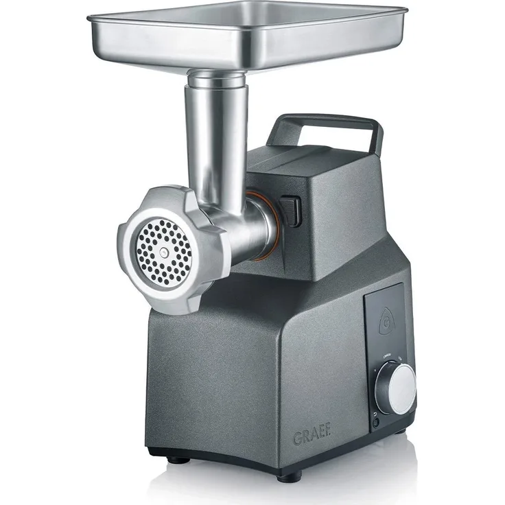 Graef FW706, Fleischwolf aus Vollmetall mit 2 Geschwindigkeitsstufen, Grau