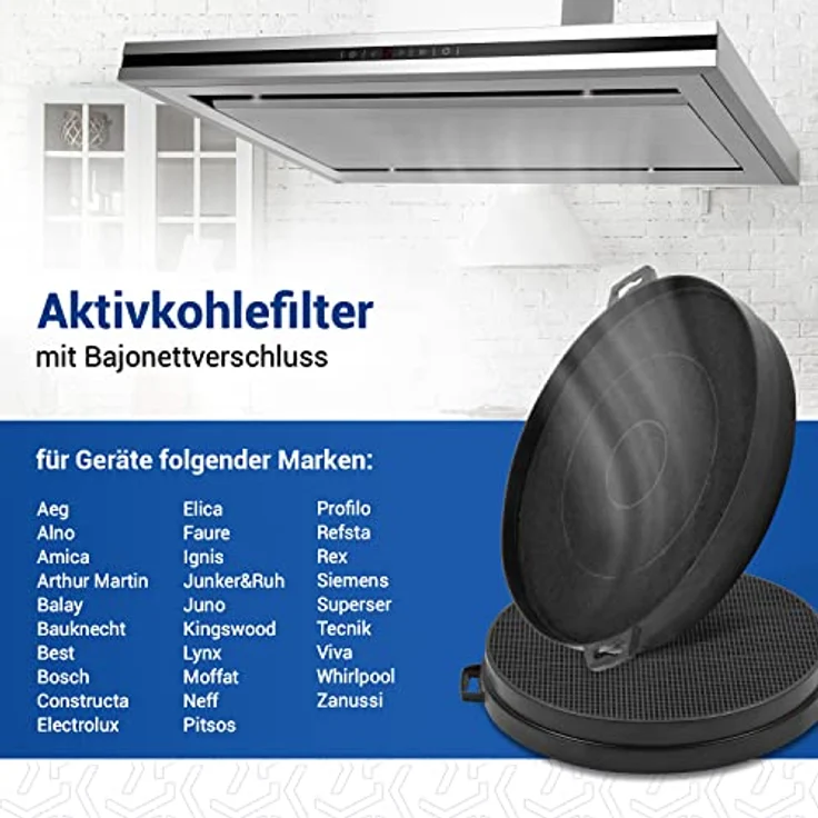 VIOKS Aktivkohlefilter Set 4 Stk, passend wie Bosch 00353121, für Dunstabzugshauben – Bild 3