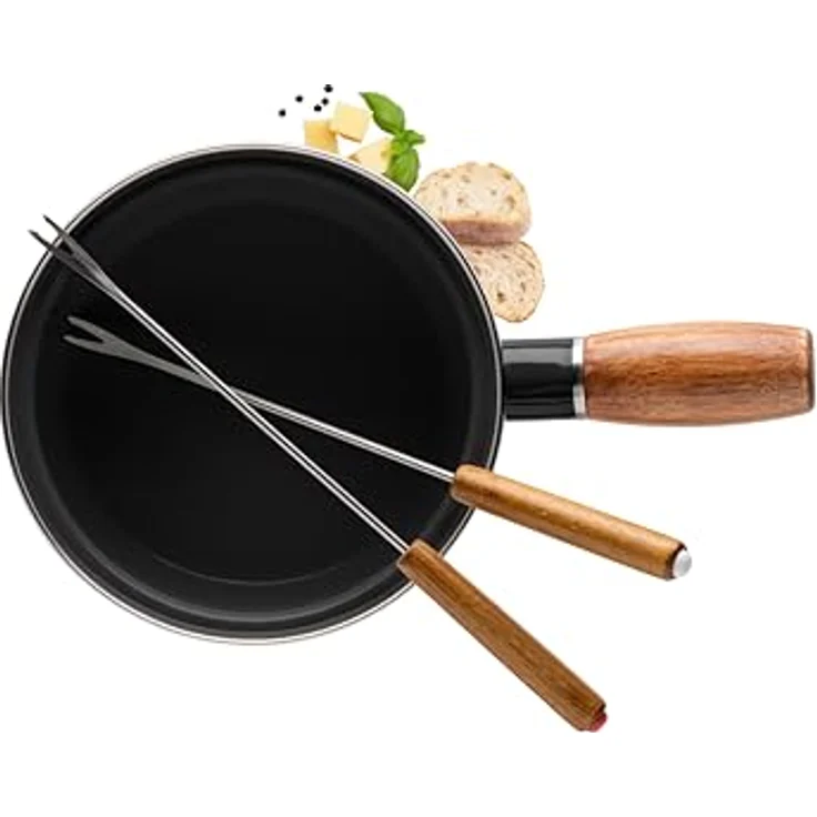 MÄSER 935481 Käsefondue schwarz Emaille für 2, Fondue Set für Zwei Personen, langlebig und pflegeleicht – Bild 2