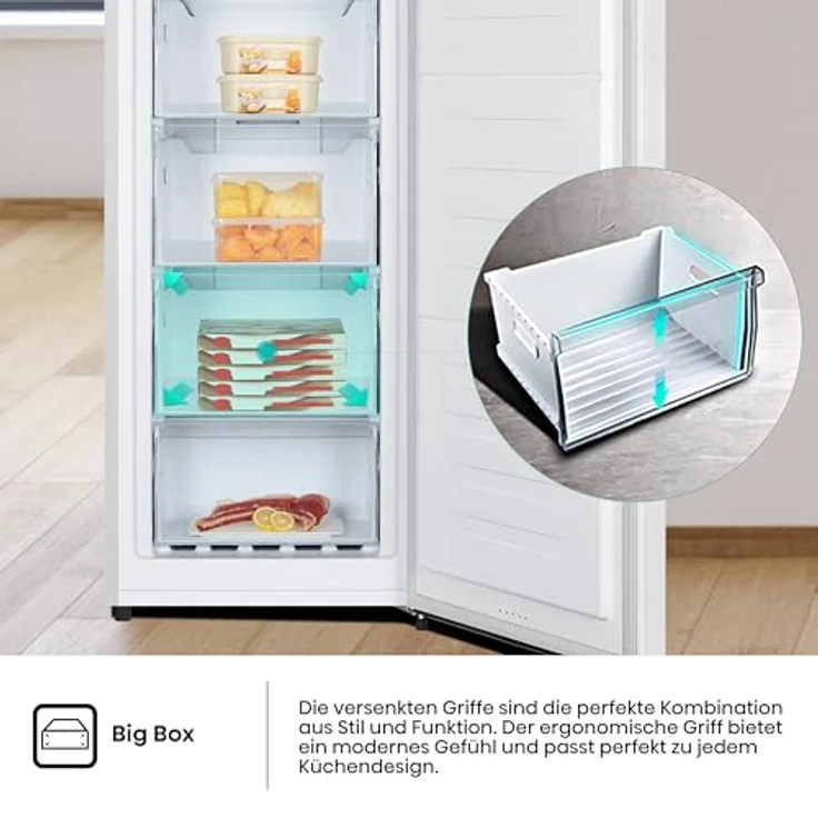 Hisense FV191N4AWD Gefrierschrank, 147 Liter, Total No Frost, SuperFreeze, Türalarm, Wendetür, Weiß, BxHxT: 55×143,4×56,2cm [Energieklasse D] – Bild 5