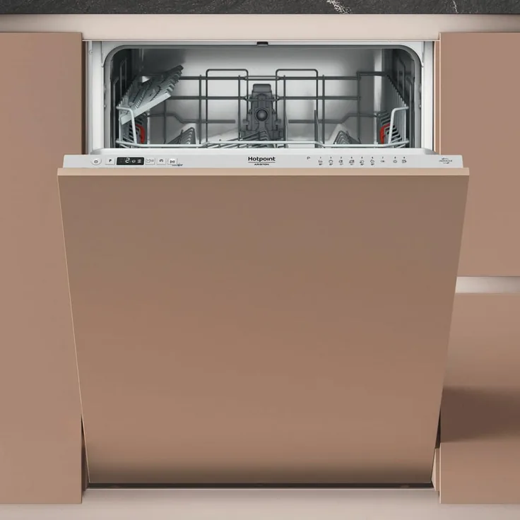 Hotpoint H2I HUD526 AS, Voll integrierbarer Geschirrspüler mit 14 Maßgedecken, Energieeffizienzklasse E, Geräuschpegel 46 dB, Silber